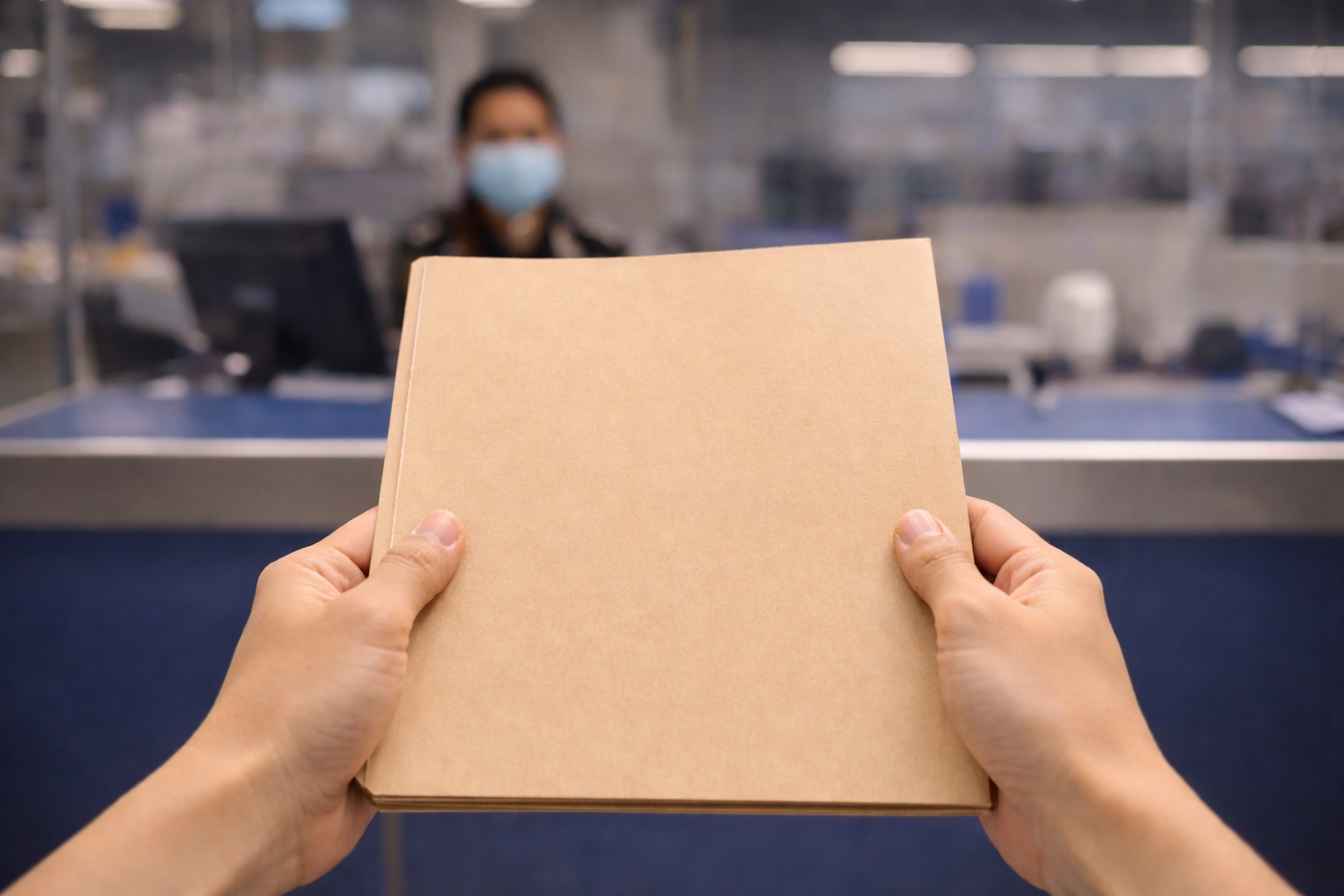 Immigration office counter (no text)